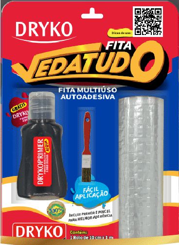 Kit Fita Autoadesiva Aluminizada Drykofita Vedatudo  (0,10 x 1 m) + Pincel + Primer
