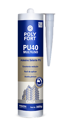 Selante Poliuretano PU40  Cinza (360 g)- Polyfort