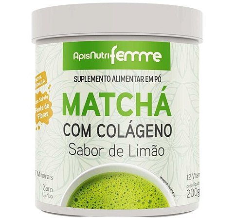 Matchá Com Colágeno 200gr - Sabor Limão - ApisNutri - Nutraceutica PraiaMar