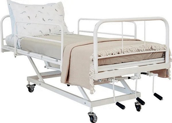 Cama Hospitalar Manual 3 Movimentos com Elevação do Leito em ABS Standard