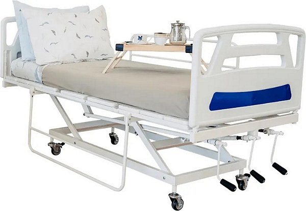 Cama Hospitalar Manual 3 Movimentos com Elevação do Leito em ABS Semi Luxo