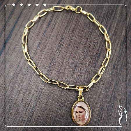 Pulseira Dourada de Nossa Senhora - elo PP