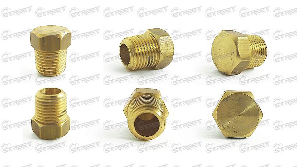 PLUG TAMPÃO CAP 1/8 NPT ROSCA MACHO LATÃO - BUJÃO AR ÁGUA ÓLEO