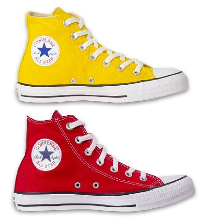 KIT 2 PARES CONVERSE CANO ALTO - AMARELO + VERMELHO - Rezzet Outlet