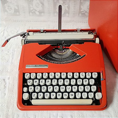 Funcionando - Letra Cursiva Máquina De Escrever Hermes Baby Vermelha