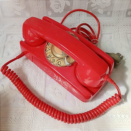 Telefone Antigo Vermelho Disco clássico - Decoração