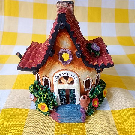 Casa artesanal decorativa de argila - Lar Doce Lar