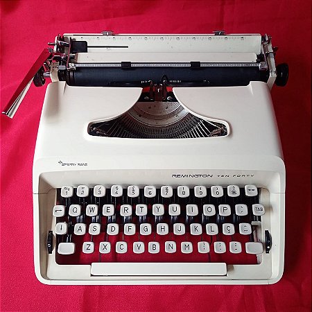 Funcionando Máquina De Escrever CURSIVA Remington Ten Forty Sperry Rand cor creme Typewriter