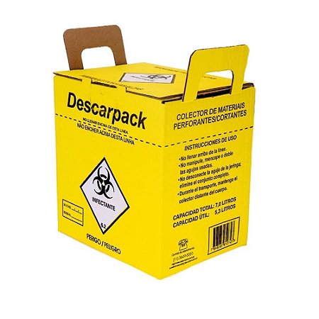 Caixa Coletora Perfuro Cortante - 7 Litros - Descarpack