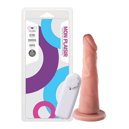 Prótese Com Ventosa E Vibrador Externo 17 x 3,5 cm - Soulsex