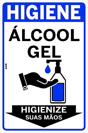 Placa de Higiene Use Álcool em Gel Vertical