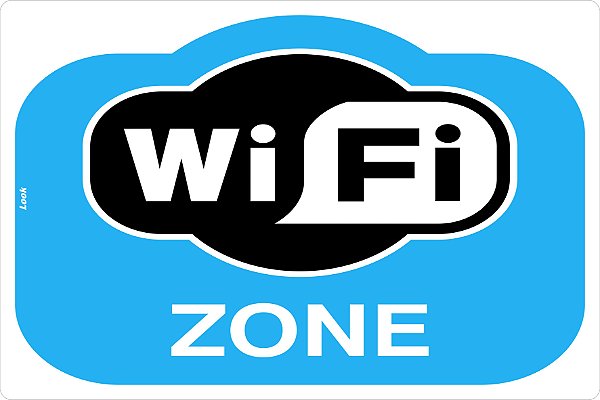 Placa Sinalização WIFI Zone Wireless
