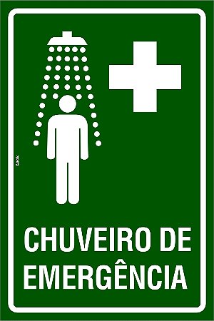 Placa Sinalização Aviso Chuveiro de Emergência