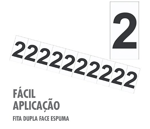 Etiqueta de Identificação Numeral 2 Dois Cartela com 10 peças