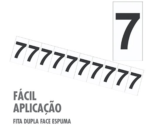 Placa de Sinalização Numeral 7 Sete Cartela com 10 peças