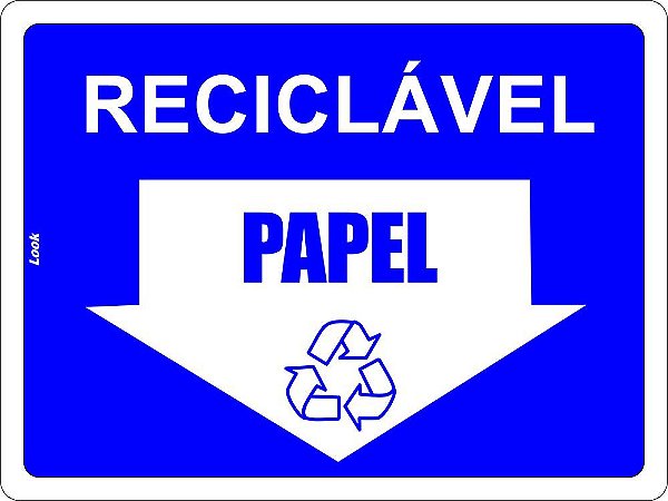 Placa Sinalização Lixo Reciclável Papel