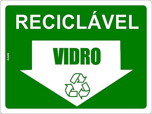 Placa Sinalização Lixo Reciclável Vidro