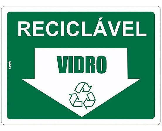 Placa Sinalização Lixo Reciclável Vidro