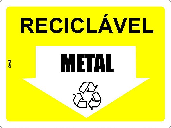 Placa Sinalização Lixo Reciclável Metal