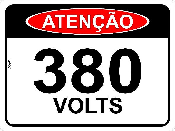 Placa de Sinalização Perigo Energia Elétrica 380 Volts