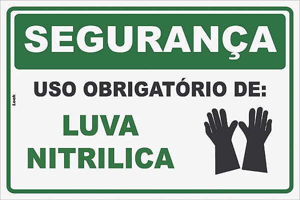 Placa de Sinalização Uso Obrigatório de Luva Nitrilica