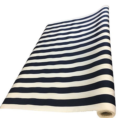 Gorgurão Estampado 1m X 1,40m Listrado Azul Marinho