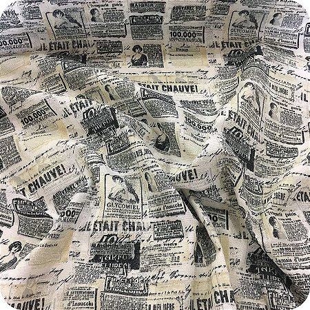 Gorgurinho Estampado 1m X 1,50m Jornais Chumbo