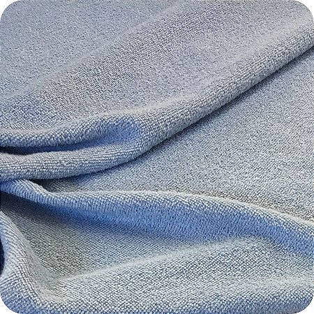 Tecido Felpudo Atoalhado 100% Algodão 1m X 1,40m Azul Claro