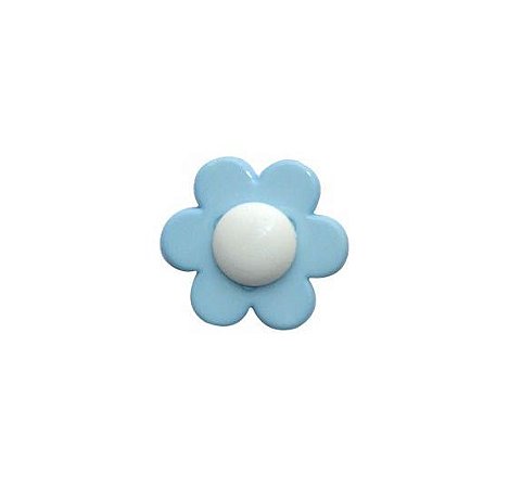 Botão Margarida Com Pé 6 Unidades Azul Com Branco