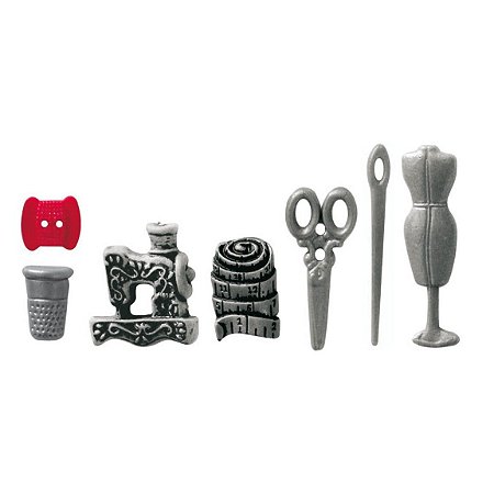 Botões Kit Costura Prateado 7 Unidades