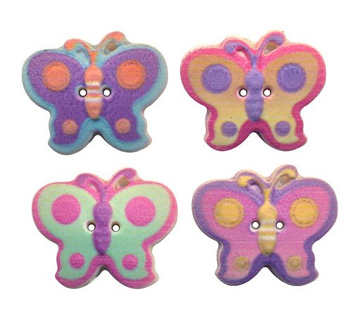 Botão Borboleta Estampado 4 Unidades
