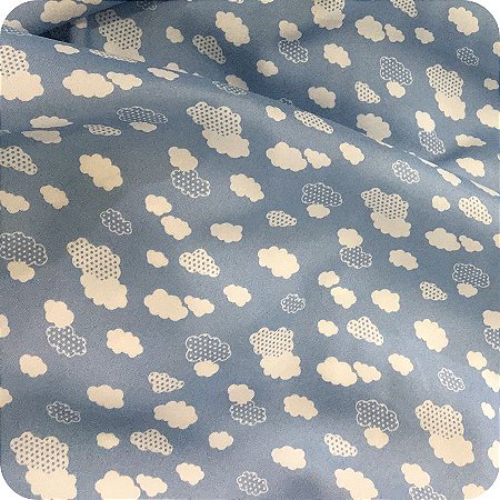 Tecido Oxford Estampado 1m X 1,47m Nuvem Fundo Azul