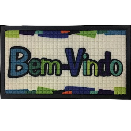 Tapete Fenice Com Borda 70x40cm Estampado Bem Vindo