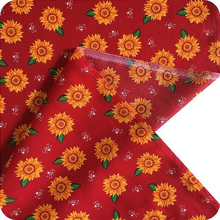 Tecido Oxford Estampado 1m X 1,47m Floral Fundo Vermelho