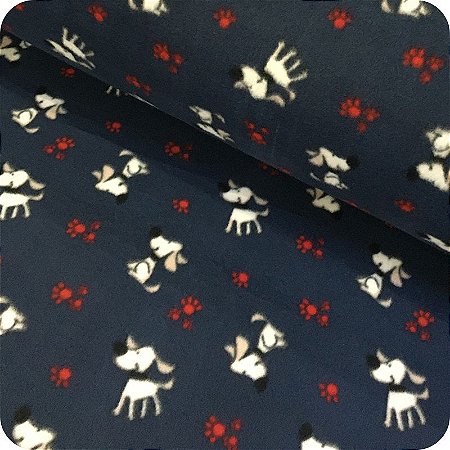 Tecido Soft Estampado 1m X 1,60m Cachorro Fundo Azul