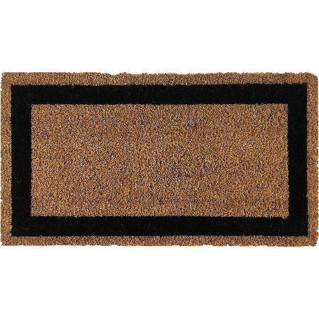Tapete Capacho Fibra de Coco 60X33cm Natural Borda Preta
