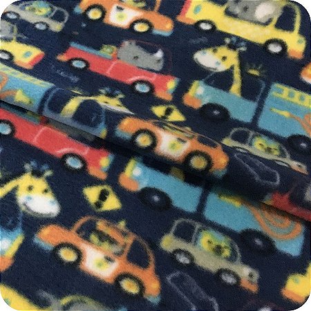 Tecido Soft Estampado 1m X 1,60m Carros Fundo Azul