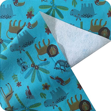 Corino Estampado No Metro Para Puffs Estofados Sofás Azul Fauna