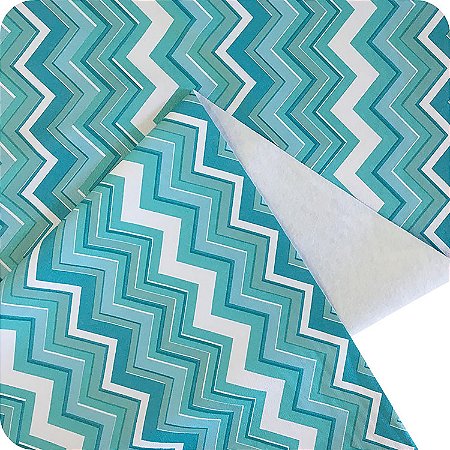 Corino Estampado No Metro Para Puffs Estofados Sofás Zig Zag Turquesa