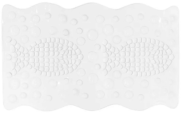 Tapete Box Antiderrapante Peixes 59x34cm Para Banheiro Transparente