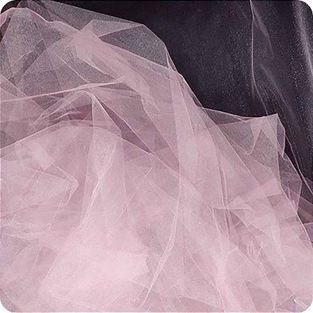 Tecido Tule Com Glitter No Metro Com 3,20m de Largura Rosa Bebê