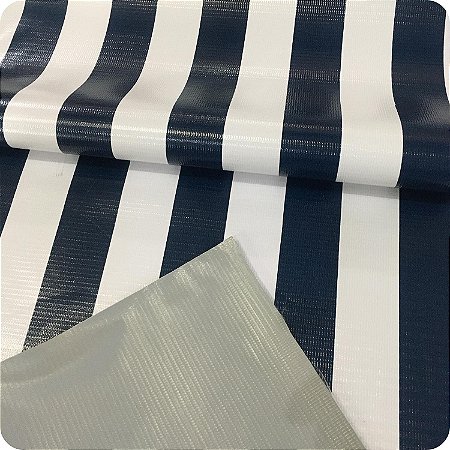 Lona de Toldo Iporanga Listrada Tradicional Feira Barraca Azul Marinho