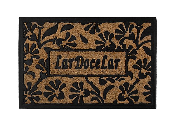 Tapete Capacho Fibra de Coco Emborrachado 60x40cm Floral