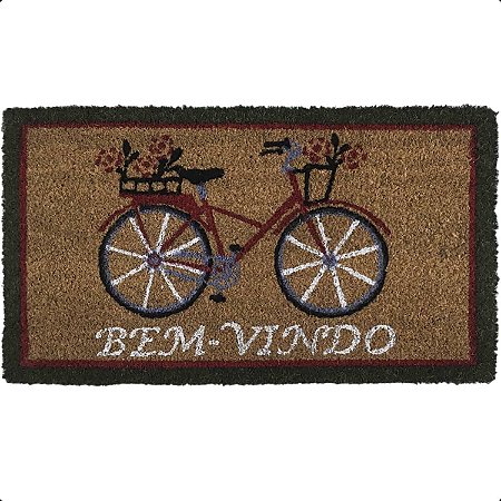 Tapete Fibra de Coco Natural 60X33cm Capacho Bicicleta