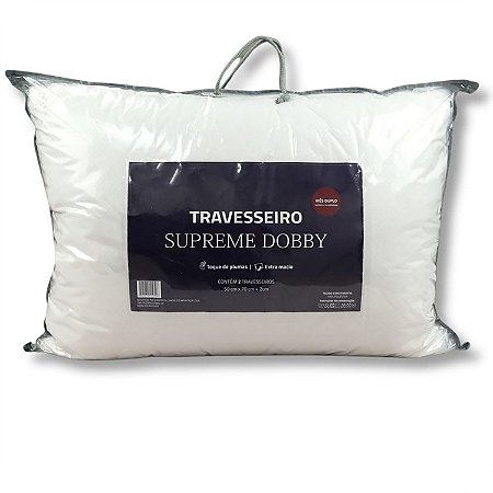 Jogo 2 Travesseiros Supreme Dobby 50x70cm Extra Macio Toque de Plumas