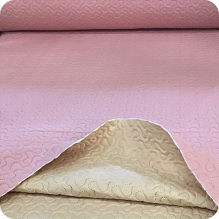 Tecido Metalassê Dupla Face Tinto 1m X 2,40m Largura Rosa/Bege