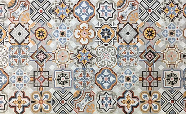 Passadeira Cozinha PVC 40x110cm Azulejos Coloridos