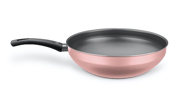 Panela Wok Flora Antiaderente Com Cabo Rose