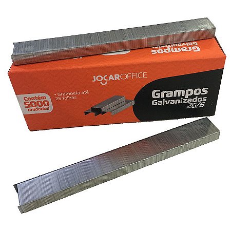 Grampo Galvanizado 26/6 CX/5.000 UND Jocar Office