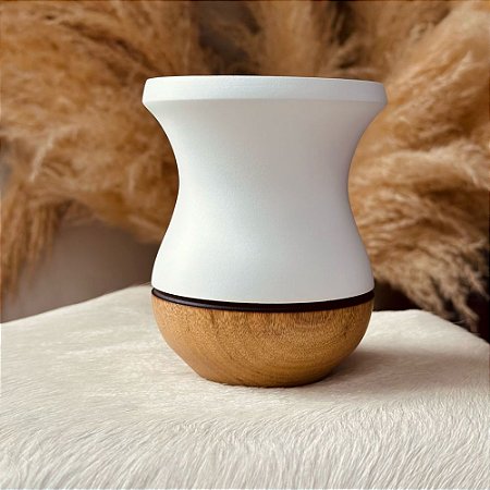 Cuia Madeira Bicolor Branco Fosco